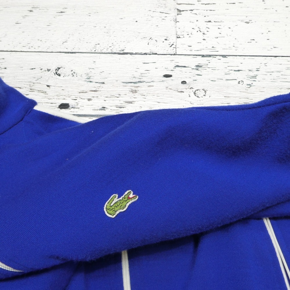 VINTAGE Izod Lacoste Tracksuit Mens XL Blue Acrylic Full Zip Embroidered Logo 80 - Picture 4 of 13